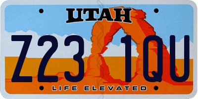 UT license plate Z231QU