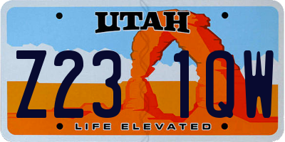 UT license plate Z231QW