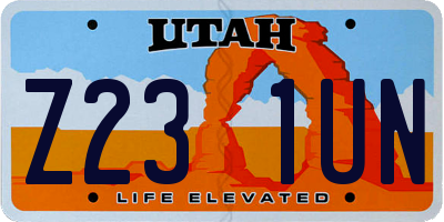 UT license plate Z231UN