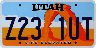 UT license plate Z231UT