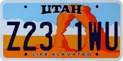UT license plate Z231WU