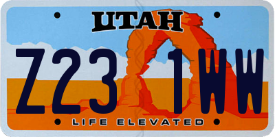 UT license plate Z231WW