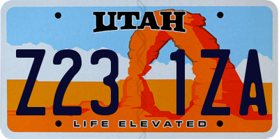 UT license plate Z231ZA