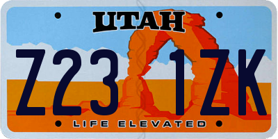 UT license plate Z231ZK