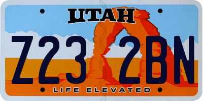 UT license plate Z232BN