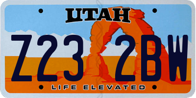 UT license plate Z232BW
