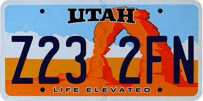 UT license plate Z232FN