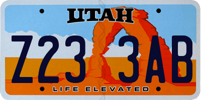 UT license plate Z233AB