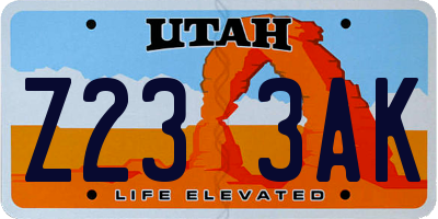 UT license plate Z233AK