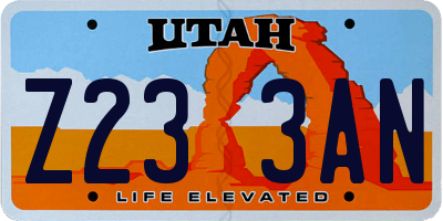 UT license plate Z233AN