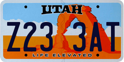 UT license plate Z233AT