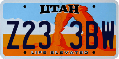 UT license plate Z233BW