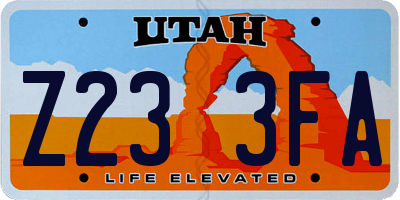 UT license plate Z233FA
