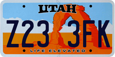 UT license plate Z233FK