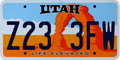 UT license plate Z233FW