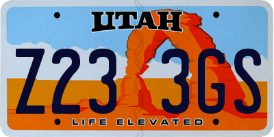 UT license plate Z233GS