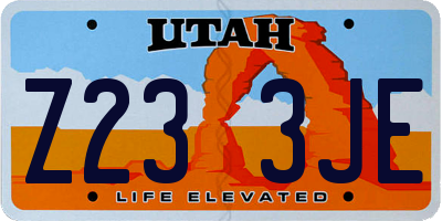 UT license plate Z233JE