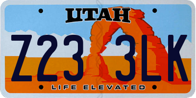 UT license plate Z233LK