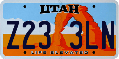 UT license plate Z233LN