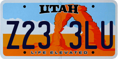 UT license plate Z233LU