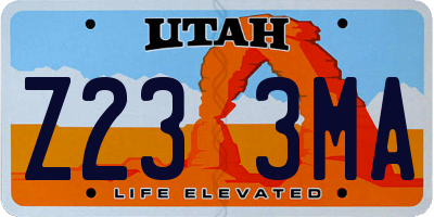 UT license plate Z233MA