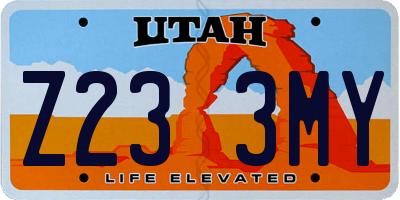 UT license plate Z233MY