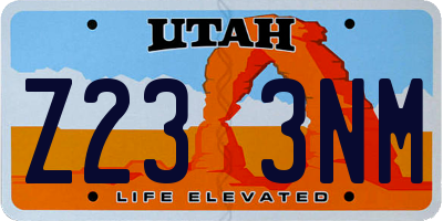 UT license plate Z233NM