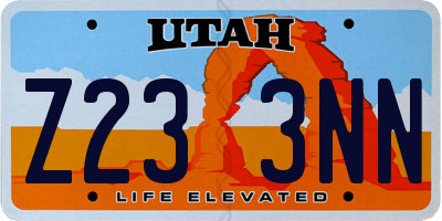 UT license plate Z233NN
