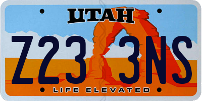 UT license plate Z233NS