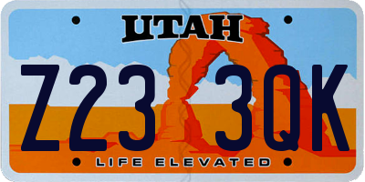 UT license plate Z233QK