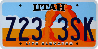 UT license plate Z233SK