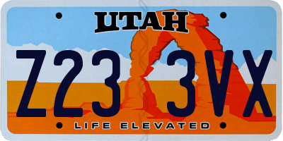 UT license plate Z233VX