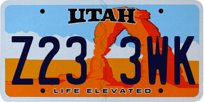 UT license plate Z233WK