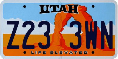 UT license plate Z233WN