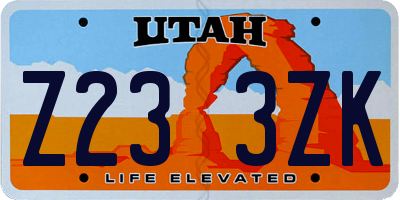 UT license plate Z233ZK