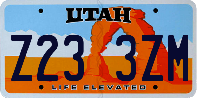 UT license plate Z233ZM