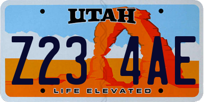 UT license plate Z234AE