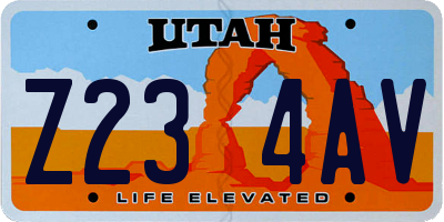 UT license plate Z234AV