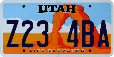 UT license plate Z234BA