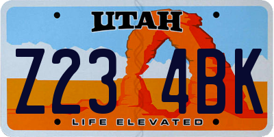 UT license plate Z234BK