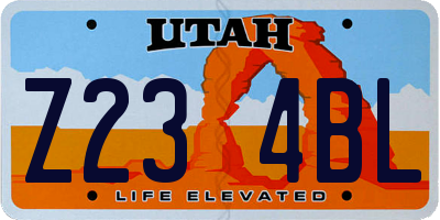 UT license plate Z234BL