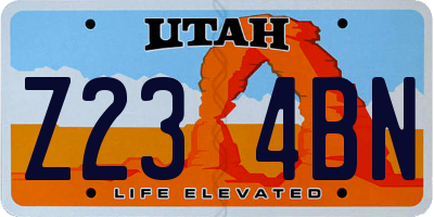 UT license plate Z234BN