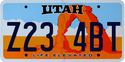 UT license plate Z234BT