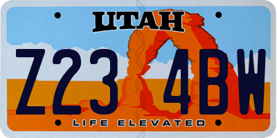 UT license plate Z234BW