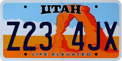 UT license plate Z234JX