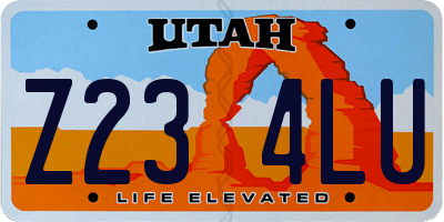 UT license plate Z234LU