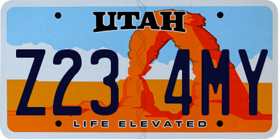 UT license plate Z234MY