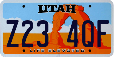 UT license plate Z234QF