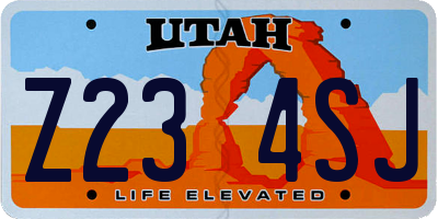 UT license plate Z234SJ