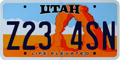 UT license plate Z234SN